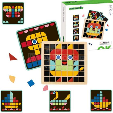 Placă de mozaic din lemn TOOKY TOY - Mosaic Variety Board